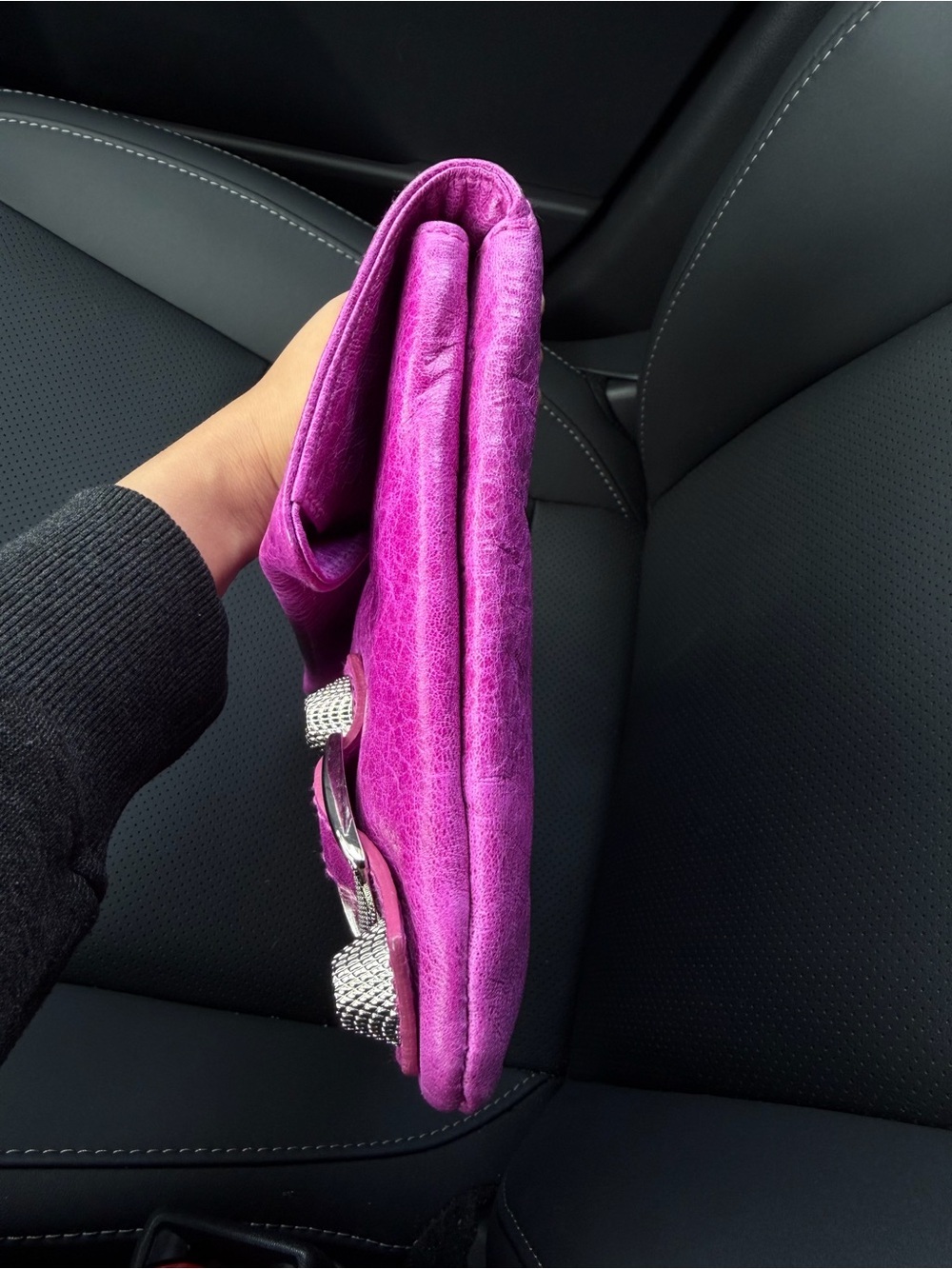 Vintage Balenciaga Giant 21 Envelope Clutch Cyclamen|Magenta Lambskin Authentic - Picture 7 of 14